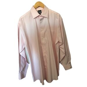 Jos A Bank Traveler's Collection Men's Dress 16.5 34 Red & White Button Up Shirt